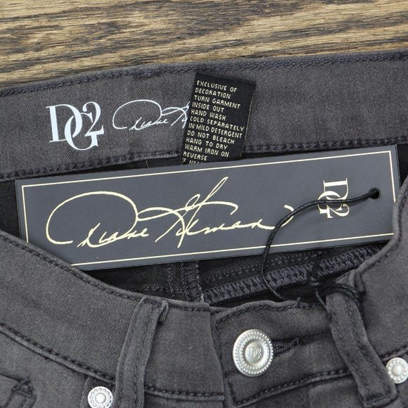 NWT DG2 By Diane Gilman Virtual Stretch Metallic Side Stripe Skinny Jeans 6 Gray - Picture 5 of 8
